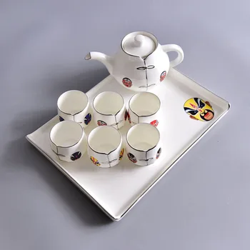 Keramični čaj nastavite obraza ličila Kung Fu čaj nastavite sledenje kostnega porcelana čajnik ustvarjalne darilni set z čaj pladenj