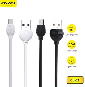 Awei Vrh Prodajo CL-62 Tip-C USB Datum Hitro Polnjenje Kabel Za Vivo Samsung Mobilni Telefon Kakovost Materiala Dolgo Časa Z