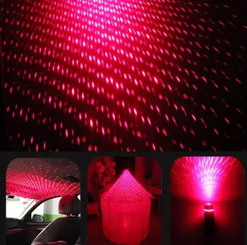 Avto Notranje Vzdušje Star Nebo Lučka USB Okolja Star Light Led Projektor, Rdeče 0