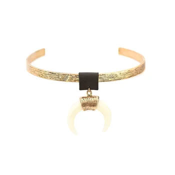 Retro moda čakra Odprta bika Rog ogrlica chockers zlato barvo Crescent Moon chokers ogrlice za ženske izjavo ogrlica 0