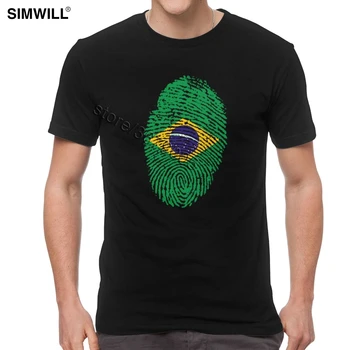 Ustvarjalne Retro Prstnih Zastavo Brazilija Majica s kratkimi rokavi Moški Dihanje Bombaža T-Srajce O Vratu, Kratka Sleeved Brazilski Ponos Tees