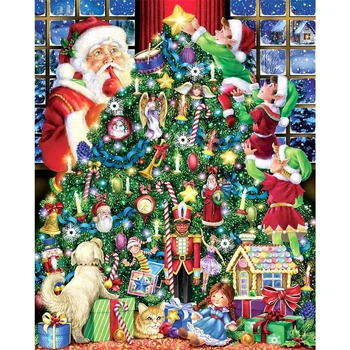 1000 Kos Božič Sestavljanke Santa Božič Drevo Vesel Božič Uganke Oprostitev Stres Ugank za Božično Igrača Darila