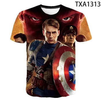 Poletje new Avengers Captain America iron Man 3D digitalni tisk krog vratu za moške in ženske T-shirt otroci nad 8 let