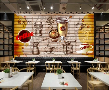 Po meri retro tapete,kava,3D retro freske za cafe, restavracija hotel v ozadju stene PVC ozadje