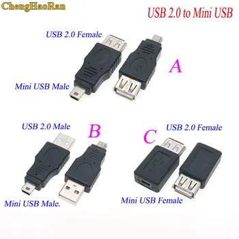 ChengHaoRan 100 kos mini usb b 5 zatiči ženski moški priključek za usb 2.0 moški ženski konektor adapter M/F