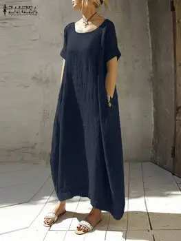 Moda Barva Žep Vintage Obleke Poletje Obleko Za Ženske Priložnostne Ulične Kratek Rokav Sundress Haljo Femme Vestido 0