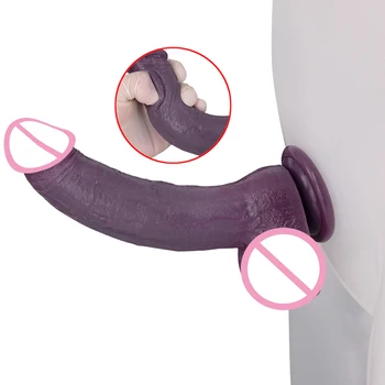 Temno Vijolična Realističen Dildo Strap on Dildo Penis Za Lezbijke, Hlače Sex Igrača za Ženske Silikonske velik Kurac G-Spot Vagina Stimulator