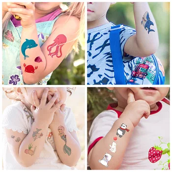 10pcs otroška Risanka Roke Roko DIY Body Art Nepremočljiva Začasni Tattoo Nalepke morska deklica Dinozaver Cvet Ponaredek Tetovaže Nalepke
