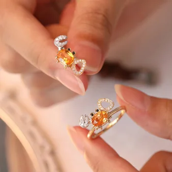 925 sterling srebro vdelan kristali oranžna gemstone, rakovice, nakit sklopov za ženske otročji lepe ogrlica, prstan uhani