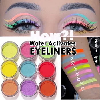 21 Barv Vodo Aktivira Eyeliner UV Svetlobo Neon Pasteli Eyeliner Pastelnih-Črni Luči UV Reaktivni Eyeliner Žareti v Temno črtalo za Oči 0