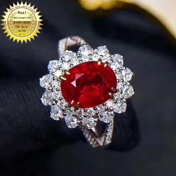 10K Zlati prstan Lab Ustvarila za 1,5 ct Ruby in Moissanite Diamantni Prstan Z nacionalnim spričevalom Ru-001 0