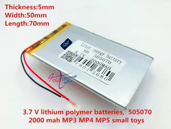 3.7 V,2000mAH,505070 ( polimer litij-ionske baterije ) Li-ion baterija za tablični računalnik,GPS,mp3,mp4,mobilni telefon,speake