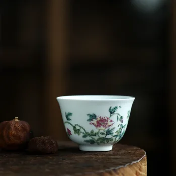 Ročno Poslikane Cvetje Keramične Skodelice Antične Lončenine Lepa Jingdezheng Skodelice Čaja Pokal Nastavite Teaware Čoln Skodelice za Čaj Slovesnosti