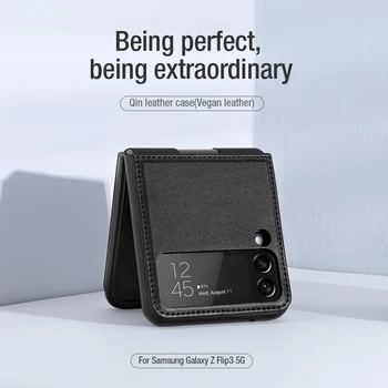 Nillkin Klasičnih Qin Veganska Usnjena torbica Za Samsung Galaxy Ž Flip 3 5G z Magnetno Oporo Ultra Slim Telefon Zaščitni Pokrov