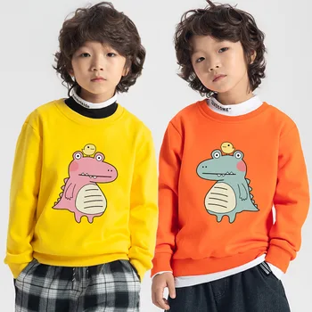 Fantje In Dekleta Čistega Bombaža Sweatshirts Padec 2021 Novo Otrok Dolg Rokav T-shirt korejski Risanka Tiskanja Puloverju