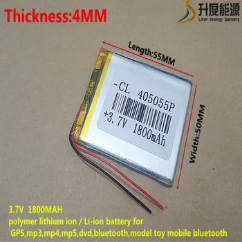 3,7 V 1800mAh 405055 Litij-Polymer Li-Po baterija li ionska Baterija za Polnjenje celic Za Mp3, MP4 MP5 GPS mobilni bluetooth