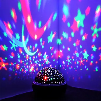 Barvita Obračanje Noč Svetlobni Projektor Spin Zvezdnato Nebo Star Mojster Otroci otroški Baby Spanja Romantično LED USB Lučka Projekcija