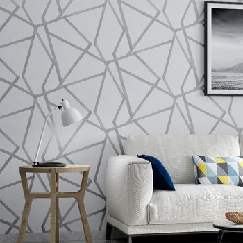 Siva Geometrijske Ozadje Za Dnevno Sobo, Spalnica Sivo Bela Vzorčasta Sodobno Oblikovanje Wall Paper Roll Doma Dekor 0