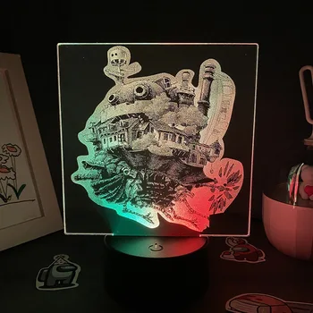 Anime Film Howl ' s Moving Castle Slika LED Dveh Ton Lučka 3D Sliko Pisane Nočne Luči Spalnica Namizni Dekor Darila Za Otroke