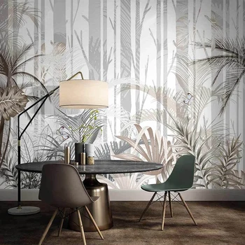 Po meri 3D Zidana Ročno Poslikane Gozdnega drevja Palm Rastlin, Listi Veliki Stensko Slikarstvo Dnevna Soba, Spalnica Ozadju Fotografije za Ozadje