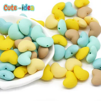 Cute-ideja 20pcs Srce Otroka Silikonski začetnih kroglice Žvečiti Igrača Hrane Silikona zdravstvene Nege Teethers DIY Baby Ogrlica igrače Accessor