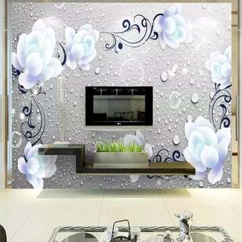 Dekorativne tapete Modra peony vzorec 3D waterdrop 3D TV ozadju zidana