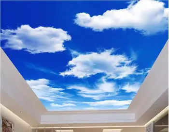 3d stropne freske ozadje po meri Non-woven zidana modro nebo, beli oblaki sedel soba, spalnica nebo stropna freska za stene 3d