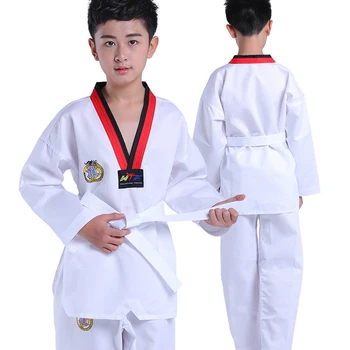 Bela Taekwondo Enotno WTF Karate Judo Taekwondo Oblačila za Otroke in Odrasle, Unisex Dolg Rokav TKD Oblačila