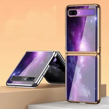 Z Flip 3 Funda Ohišje za Samsung Galaxy Ž Flip 3 Z 3 Krat Ž Krat 2 Krasen Purple Star Pasu Kaljeno Steklo Telefon Primeru Zajema Capa 0