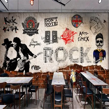 Evropski in Ameriški Retro Zid Papir Zidana Rock Kitare Bar KTV slike za Ozadje Industrijske dekor de papel parede