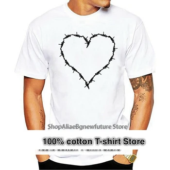 Novo 2021 Moda za Moške, Visoke Kakovosti Tees Bodečo Žico Srcu Umetnosti Mens T Shirt Ljubezen Darilo Prisotna Priložnostne Majice
