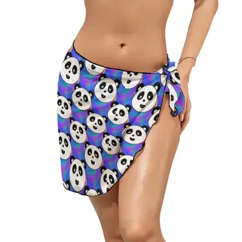 Panda Stranka, Plaža, Bikini Prikriti Počitnice Kawaii Živali Tiskanja Šifon Zaviti Šal Dame Kopalke Cover-Up Elegantno Plažo