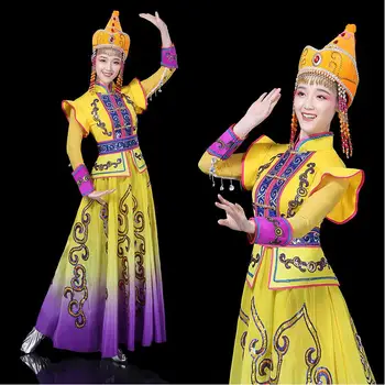 Nova zasnova dolgo mongolsko, Ples, oblačila etničnih manjšin obleko Kitajski uspešnosti Ljudskega Plesnega oblačila Fazi Kostume za Pevcev