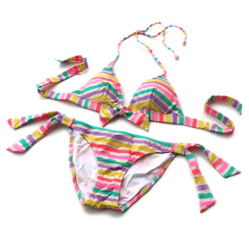 2020 Nove Ženske Trikotnik Prugasta Bikini Komplet Push Up Kopalke Kopalne Brazilski Kopalke Seksi dekle Maillot De Bain