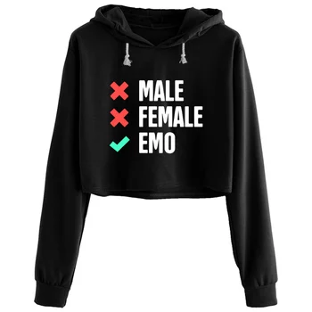 Smešno Emo Design Rastlinske Hoodies Ženske Y2k Kawaii Goth Grunge Pulover Za Dekleta