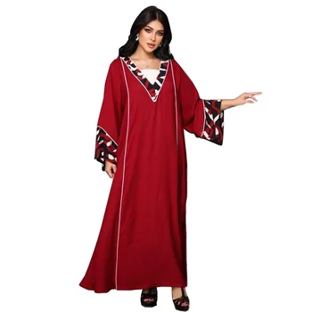 Abayas Muslimanskih Dolga Obleka Ženske V Vratu Poln Rokav Islami Haljo Jeseni Podkrepljena Mozaik Svoboden Priložnostne Muslimansko Obleko Maxi Vestidos