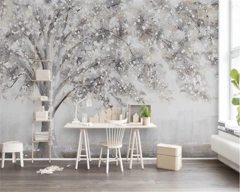 wellyu ozadje po Meri 3d zidana drevo višji sivo ročno poslikano oljna slika, slog sodobnih TV ozadju stene 3d de papel parede 0