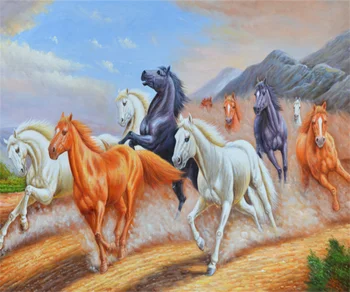 Evropski in Ameriški ročno poslikano high-definition oljna slika ogromne vse večja konj umetnosti ozadju papirja po meri zidana papier 0