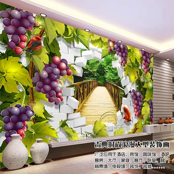 Velika zidana dnevna soba, TV sliko za ozadje enostavno nepremočljiva grozdja most 3d stereo Velikost po Meri