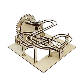 Marmor Dirka Run 3D Lesene Puzzle Mehanske Kit Steblo Znanosti Fizika Igrača Sestavljanje Modela Stavbe za Otroke
