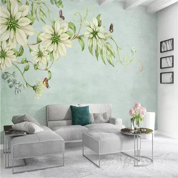 Sodobno minimalistično ročno poslikano letnik cvet rastlin TV ozadju stene ozadje po Meri stensko dekoracijo