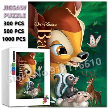Bambi Sestavljanke 300/500/1000 Kosov za Odrasle Disney Risanke Živali Lesene Puzzle Družina Igra Razširite Izobraževalne Igrače