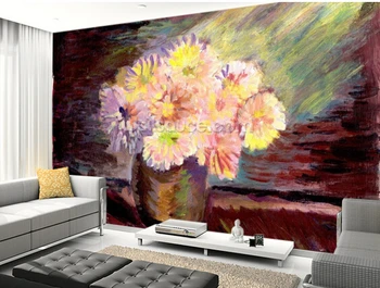 Po meri cvetlični ozadje,Cvet Oljno sliko,3D retro za dnevna soba spalnica kuhinja v ozadju stene nepremočljiva ozadje 0
