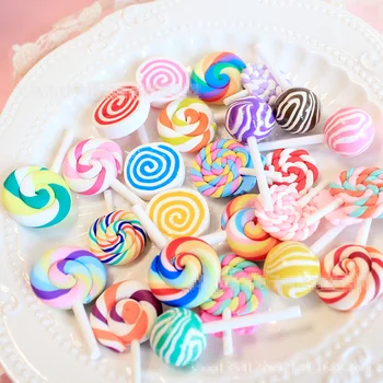 30Pcs Pisane Mehko Lollipop Sladkarije Čare Simulacije Miniaturni Hrane Smolo Dekoracijo Obrti Igrače Za Chirdren Stranka Dekleta Igrače