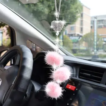 Moda Avto Ogledala Obesek Visi Auto Doma Dekor Srečen Vozila Ornament Roza Mini Avto Opremo Notranjosti Visi za Dekle
