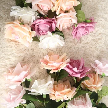 5pcs/veliko Umetno Cvetje Rose Svile Cvetja Dekor Cvetlični Latex Pravi Dotik Rose Poročni Šopek Doma Stranka Design Cvetje 1