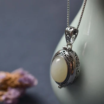 Original oblikovalec obrti čar vzorec edinstveno Ogrlico, Obesek, Kitajski retro slogu ogledalo polje ustvarjalne ženske srebrni nakit 1