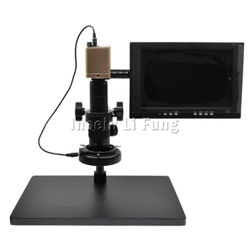 HD 1080P HDMI VGA USB Digitalna Video Kamera Mikroskop+10X-180X Povečava Zoom C-mount Objektiv+LED Svetlobni Vir+Velik Oklepaj 3