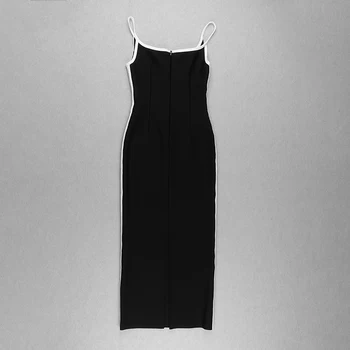 Ženske Obleke Povoj Črno V Vratu Dolgo Seksi Bodycon Obleka Ženske Jesen Zima Dolga Obleka 3
