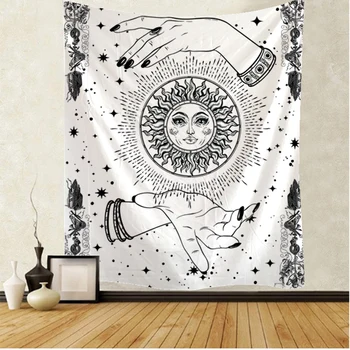 Tarot kartice luna star tapiserija, Indijski Mandala HippieTapestry Steni Visi Bohemian Gypsy Psihedelični Tapiz Čarovnice Tapiserija 3